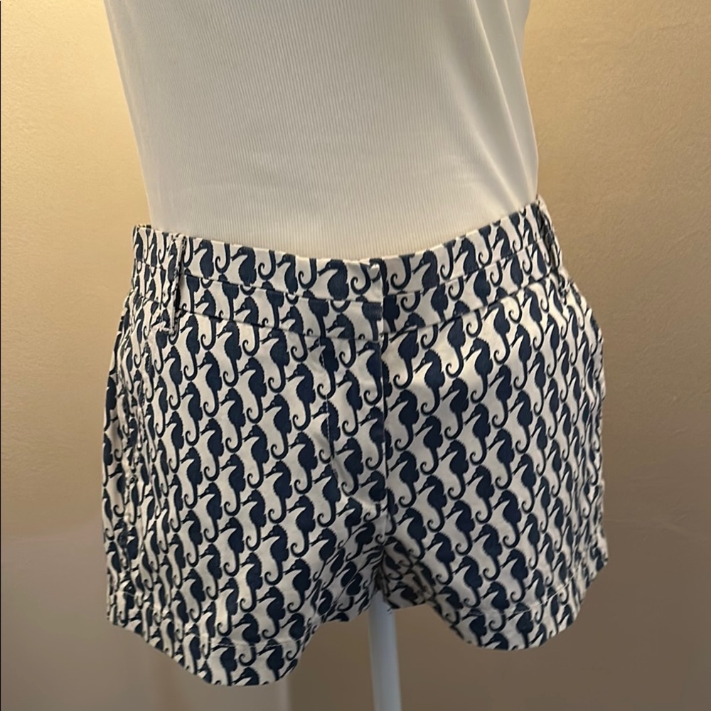 J. Crew High Waist Shorts in Navy and White
